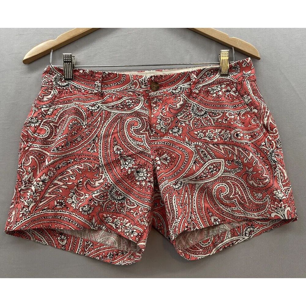 Old Navy Shorts Juniors Womens Size 2 Paisley Coral & White Low Rise Flat Front